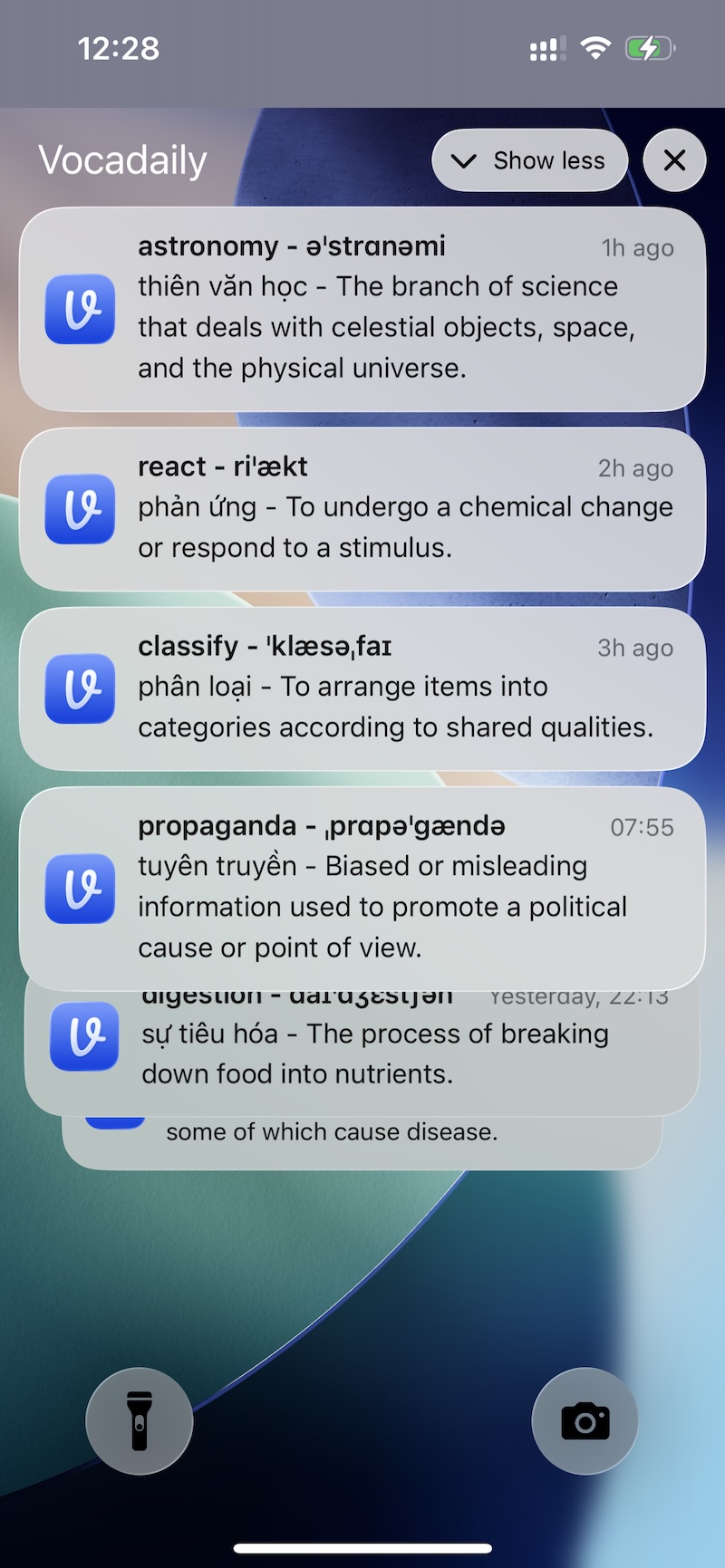 Vocadaily learning notifications